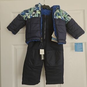 Navy Blue Toddler Snowsuit with Patterned Jacket